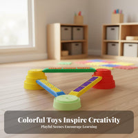 Develops Coordination Kids Balance Bridge Non-Slip Surface Kids' Modular Balance Path Indoor & Outdoor Play Sensory Stepping Stones Endless Configurations for Preschoolers, Toddlers, Kindergarten, Playroom