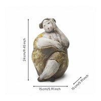 Female Figure Sculpture Handmade Female Figurine Seated Ceramic Figurine for Office Desk