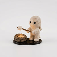 Tealight Holder Glossy Candle Holder with Figurine Small for Mantel, Shelves