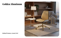 Height Adjustable Armless Upholstered Caster Chair gilded Base Office Furniture 360-Degree rotate Luxury & aesthetic for Students, Women, Study Room, Bedroom