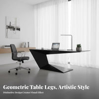 Large Work Desk Modern Design Sculptural Base Desk lustrous Finish Writing Table for Professionals, telecommuting Workers, Study Room, Reception Area, Bedroom