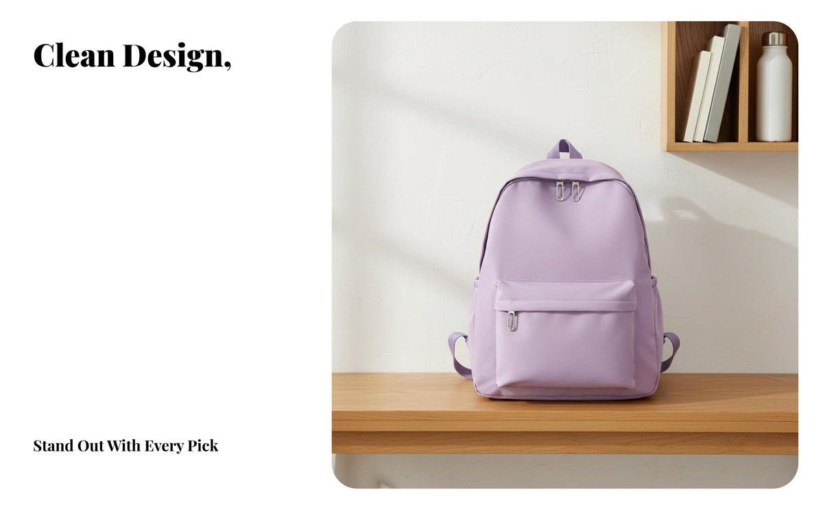 Large Capacity Solid Color Backpack Long-Lasting Simple School Backpack Multi-Pocket Nylon Student Bookbag Ergonomic Design for Students, Teens, Commuting