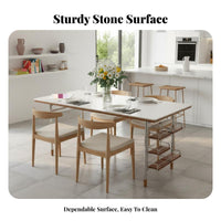 Rectangular Wood-Frame Dining Set Sintered Stone surface Table and Chair set mid-20th centuryperiod Modern Design Home Furniture for Hosts, Dinner Parties