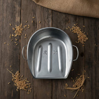 Iron Grain Scoop with Side Handles Deep-Basin Seamless Metal Ladle Versatile for Farmers, Granaries