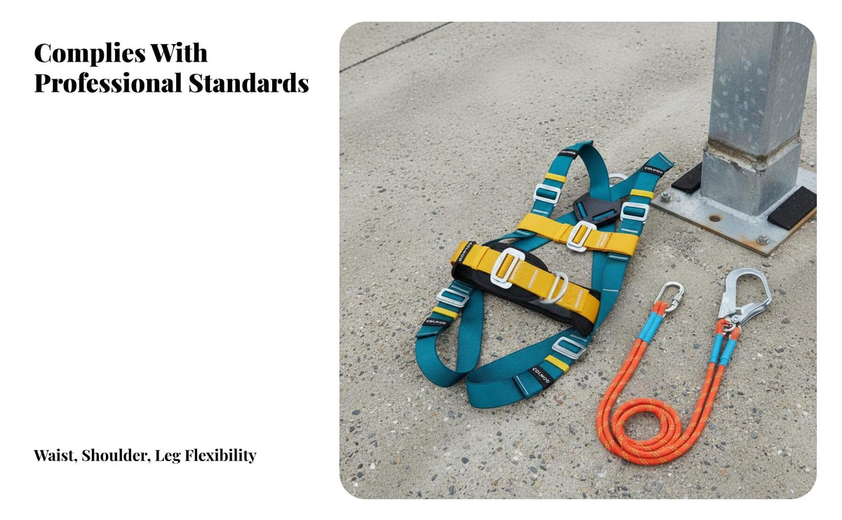 5 Point Fall Arrest Harness Adjustable Straps Full Body Harness Heavy Duty Personal Guarding Equipment for Electricians, Roofers, Scaffolding