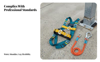 5 Point Fall Arrest Harness Adjustable Straps Full Body Harness Heavy Duty Personal Guarding Equipment for Electricians, Roofers, Scaffolding