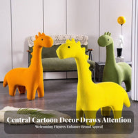 Sturdy Frame Knitted Giraffe Pouf Anti-Slip Feet Creature Stool Multi-Functional children's Furniture Nordic Design for Toddlers, Parents, Nursery, Living Room, Kindergarten