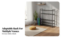 Space-Saving Exercise Mat Storage Rack Large Capacity Exercise Studio Display Rack Heavy-Duty Home Gym Equipment Shelf With Wheels for School