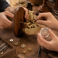 Vintage Gear Skeleton Quartz Clock Movement Mechanism for DIY Clock Repair