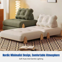 Single Sectional Sofa Bed, Sturdy Wood, Foldable, Cream Minimalist, Small Apartment, Living Room