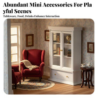 Double Door Design 1:12 Scale Dollhouse Cabinet Functional Doors and Drawers Dollhouse Cupboard with Drawer Fine Craftsmanship for Hobbyists