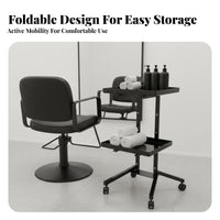 Foldable Design Rolling Salon Trolley Multi-Functional Mobile Hairdressing Trolley Easy to Clean for Barbers, Spa, Tattoo Parlor, Art Studio