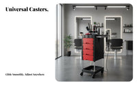 Large Capacity 4-Drawer Stylist Trolley Multi-Functional Salon Trolley Mobile Design Rolling Organizer 360° Wheels for Hair Stylists, Hairstylists, Cosmetologists, Barbershop, Beauty Parlor, Spa, Home Use