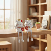 Dangling Leg Cat Figurine Great Gift Thought Beckoning Cat Decoration House Decoration Detailed Craftsmanship Hand-Painted