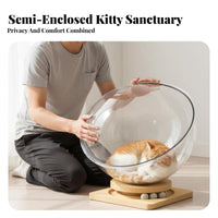 Transparent Bowl Feline Bed with Sphere Circuit Track Multifunctional Bowl-Shaped Feline Bed Cooling Design Interenergetic