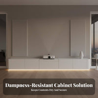 TV Cabinet Solid Wood Construction Visual Display Unit Floor Cabinet Rounded Corners Minimalist Entertainment Center for Home Theater