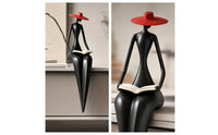 Reading Woman Figurine Resin Abstract Woman Sculpture Reader Figurine Minimalist Decor Modern for Book Lovers, Bookshelf