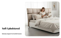 Floor-Standing Padded Decorative Headboard Minimalist Design unattachedstanding Headboard Easy Installation Bed Backrest Wall Protecting for Homeowners, Renters, Adults, Guest Room, Apartment