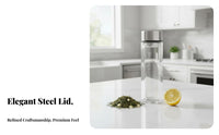 Double Wall Glass Tumbler Stainless Steel Lid Double Wall Glass Bottle Spill-Resistant Portable Loose Leaf Tea Maker for Commuters, Adults, Home, Car