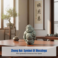 Resin Zhong Kui Aquatic Display Decor, Fortune Guardian Figurine, Chinese Meditative Home Accent, Fish Bowl Landscape, Wealth