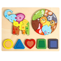 1 Piece Wooden Shape Puzzle Board with Animal Theme Geometric Blocks Matching Puzzle Splinter-free Design Suitable for Cognitive Development Indoor Play