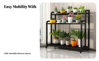 Indoor & Outdoor Use Multi-Tier Plant Stand Mobile with casters Multi-Tier Rolling Plant cart Freestanding Flower Pot Shelf Space-Saving for Gardeners, Apartment Dwellers, Homeowners, Balcony, Living Room, Garden, Corner