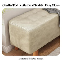Multi-Functional Tufted Rectangular Stool Soft Cushion Tufted Rectangular Footstool Solid Wood Legs Upholstered Bench Easy-to-Clean Textile for Retail Establishment Owners, Interior Designers, Fitting Room, Cloakroom, Entryway, Bedroom