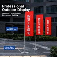 Steel Flagpole Ground Sleeve, 5 Meter Steel Flag Base for Yard Flagpoles, Wind Resistant Resistance Permanent Flag Pole Holder, Square Mount