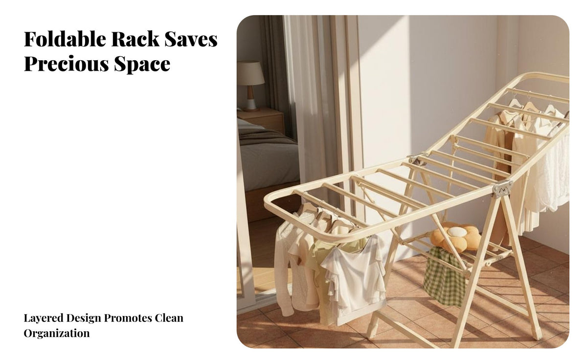 Space-Saving Foldable Clothes Drying Rack Portable Collapsible Laundry Airer Large Capacity Multi-Tier Garment Rack Heavy Duty for Apartment Dwellers, Homemakers, Balcony, Indoors, Bedroom, Small Areas