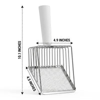 Litter Sifter and waste management Set, Metal Sifter with Base, Long Handle Stand for Cats and Dogs, Essential Tool for Every Owner, 2 Pack