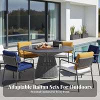4 Pieces Woven and fashion 4-Piece Conversation Set Weather-withstandant Outdoor Furniture Includes Coffee Table Patio Seating long-lasting Construction for commercial Businesses, property owners, Families, Balcony, rearyard, Porch, pool area