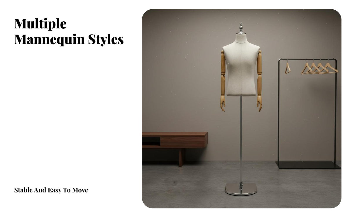 Half Body Mannequin on Stand Stable Weighted Base Half Body Mannequin High-End Design men's Suit Display Form for Online Sellers, Boutiques, Showrooms