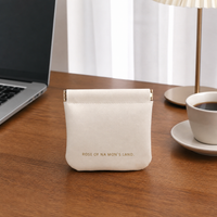 Travel Pouch, Cubic pouch, PU Leather Pencil Case for Stationery & Cables, Milky White Zipper Storage