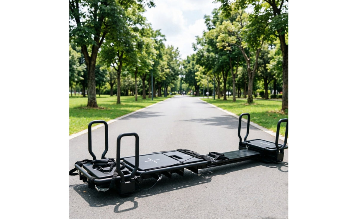 Quiet Glide Pilates Reformer Machine Posture Correction Gliding Pilates Bed Ergonomic Handles Multifunctional Ab Instructor Sturdy Frame for Women, Stretching Studio, Gym, Home