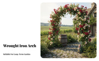 Climbing Plant Support Frame Weather-Resistant Rose Arch Powder Coated Finish Wrought Iron Arbor for Gardeners, Courtyard, Patio, Pathway Entrance