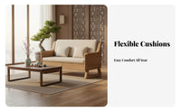Wooden Sofa with Drawers New Chinese aesthetic Living Room Furniture sturdy Wood Frame Couch for Small Families, Apartment Dwellers, Lounge, Bedroom, Study
