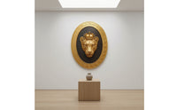 Lion Head Wall Sculpture MightyLion Head Wall Plaque Gold-Toned for Homeowners, Living Room, Entryway, Study