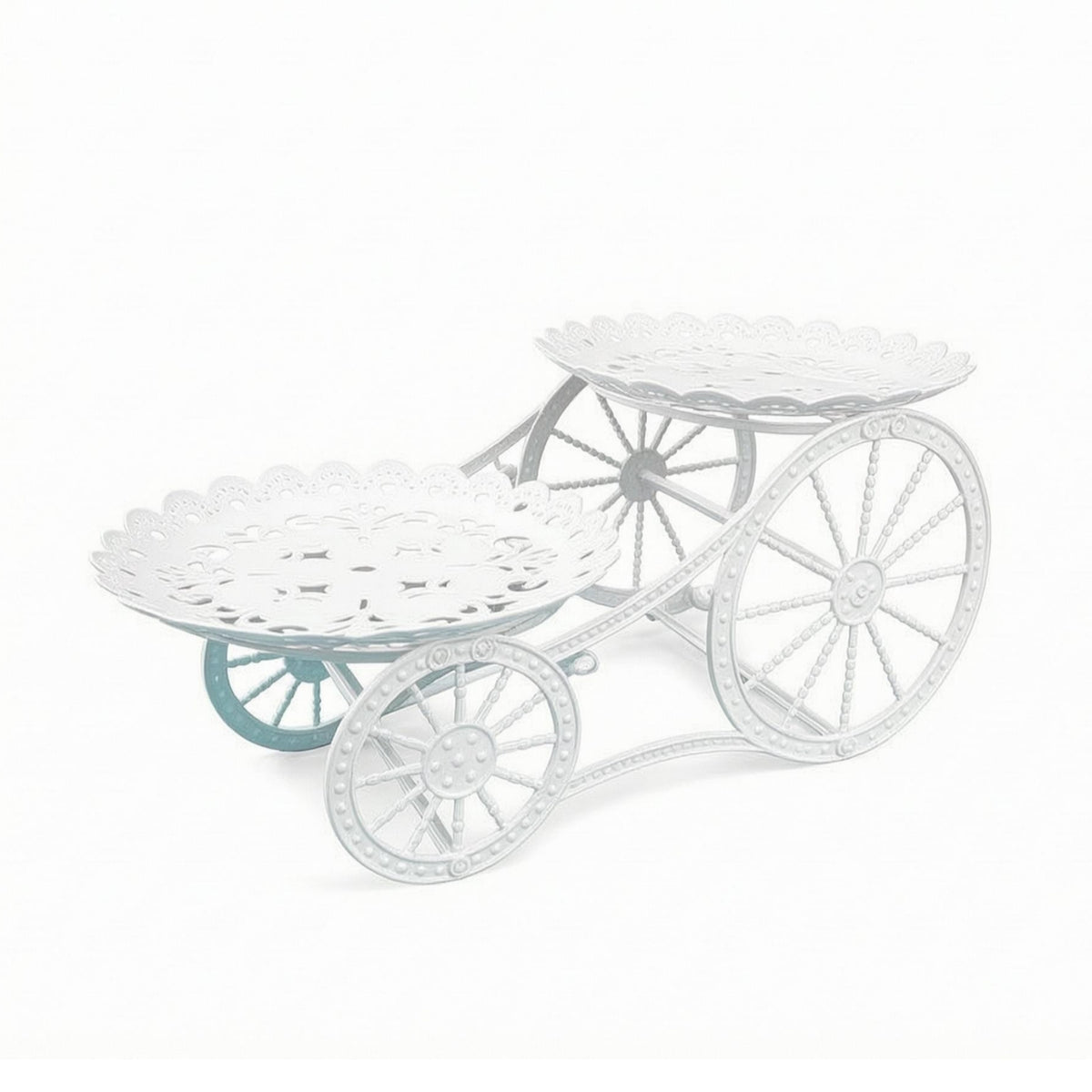 White Cycle Dessert Stand Metal-Style 2-Tier Dessert Stand Stable Tabletop Display Lightweight-Looking