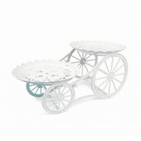 White Cycle Dessert Stand Metal-Style 2-Tier Dessert Stand Stable Tabletop Display Lightweight-Looking