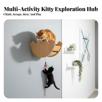 Space-Saving Wall-Mounted Feline Playground Multi-Functional Feline Wall Shelf Set Long-Lasting Construction Pet Furniture Modular Design for People in Small Homes, Hallway, Living Room, Bedroom, Indoors