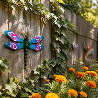 Outdoor Vintage Iron Dragonfly Wall Decor for Garden Patio Balcony Kids Room