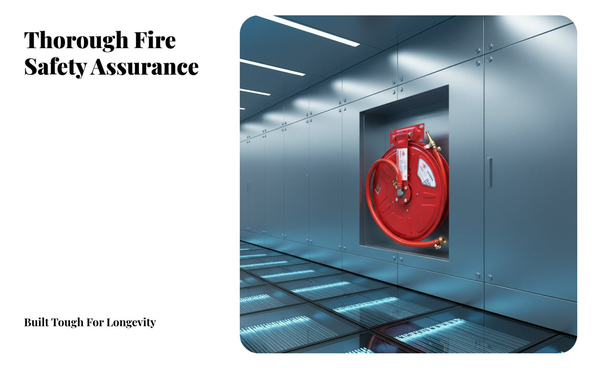 National Standard Compliant Fire Hose Reel 3C Certified Wall Mounted Fire Hose Reel All Copper Nozzle Thickened Steel Plate Base for Property Managers, Business Owners, Building Administrators, Commercial Buildings, Factories, Warehouses, Schools