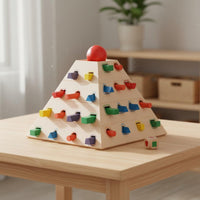 Child-Centered Color Shape Matching Toy Early Education Pyramid Shape Sorting Puzzle Wooden Pyramid Game for Young Children, Infants, Kindergarten