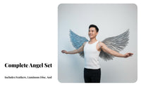Angel Feather Avian Appendages Adjustable Elastic Straps Snowy Celestial Avian Appendages Lightweight for Cosplayers, Adults, Stage Performance