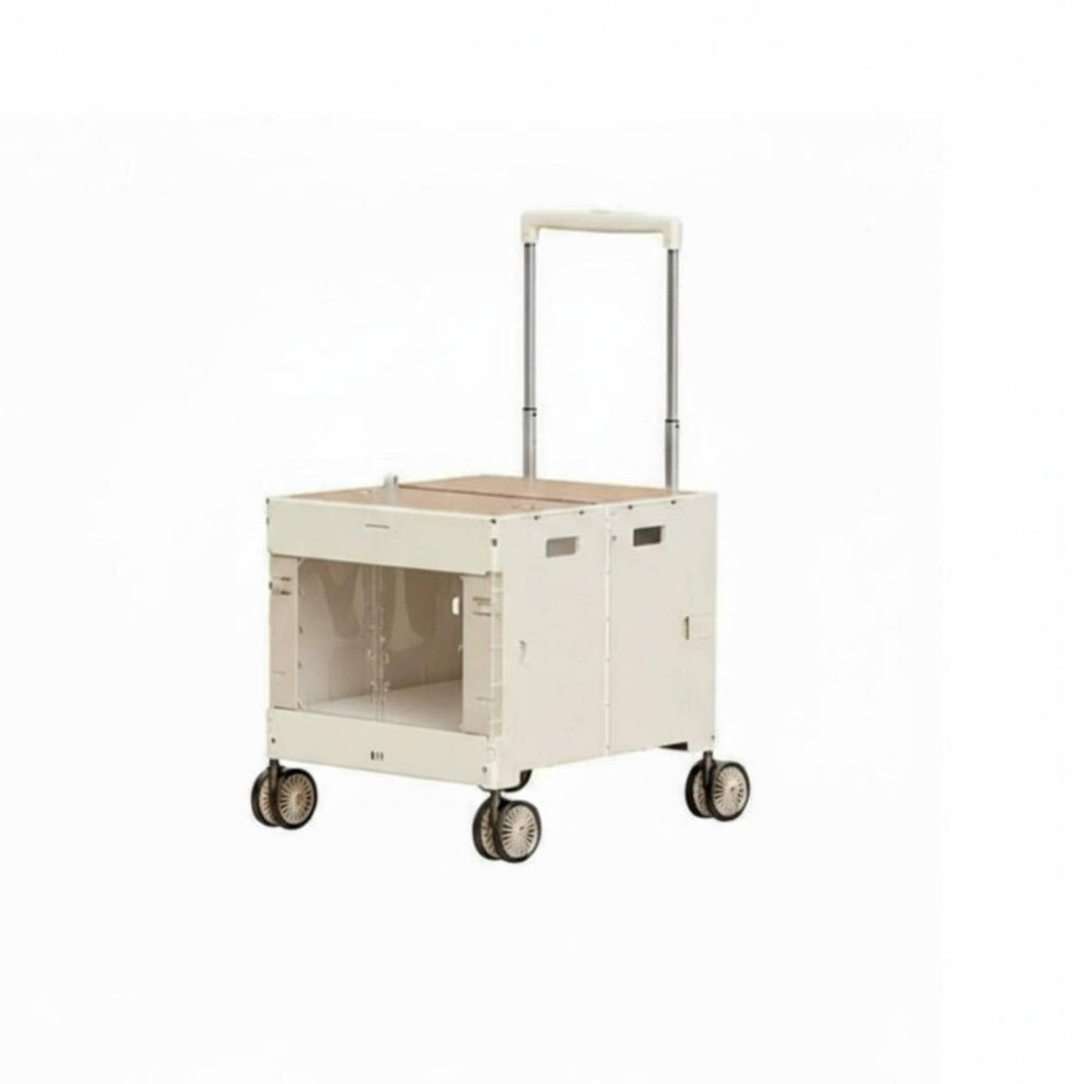 Telescoping Handle Collapsible Box Trolley Lightweight Foldable Vehicle with Table Lid All-Terrain Wheels Utility Wagon Heavy-Duty for Street Vendors, Homeowners, Camping, Outdoor, Picnic, Shopping