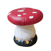 Weather Resistant Fungus-Shaped Garden Stool Hand-Painted Look Resin Fungus-Shaped Seat Bright Colors for Outdoor