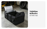 Reinforced Panels Foldable Trunk Organizer Side Pockets Car Trunk Storage Box Carry Handles Collapsible Car Organizer Stitched Seams