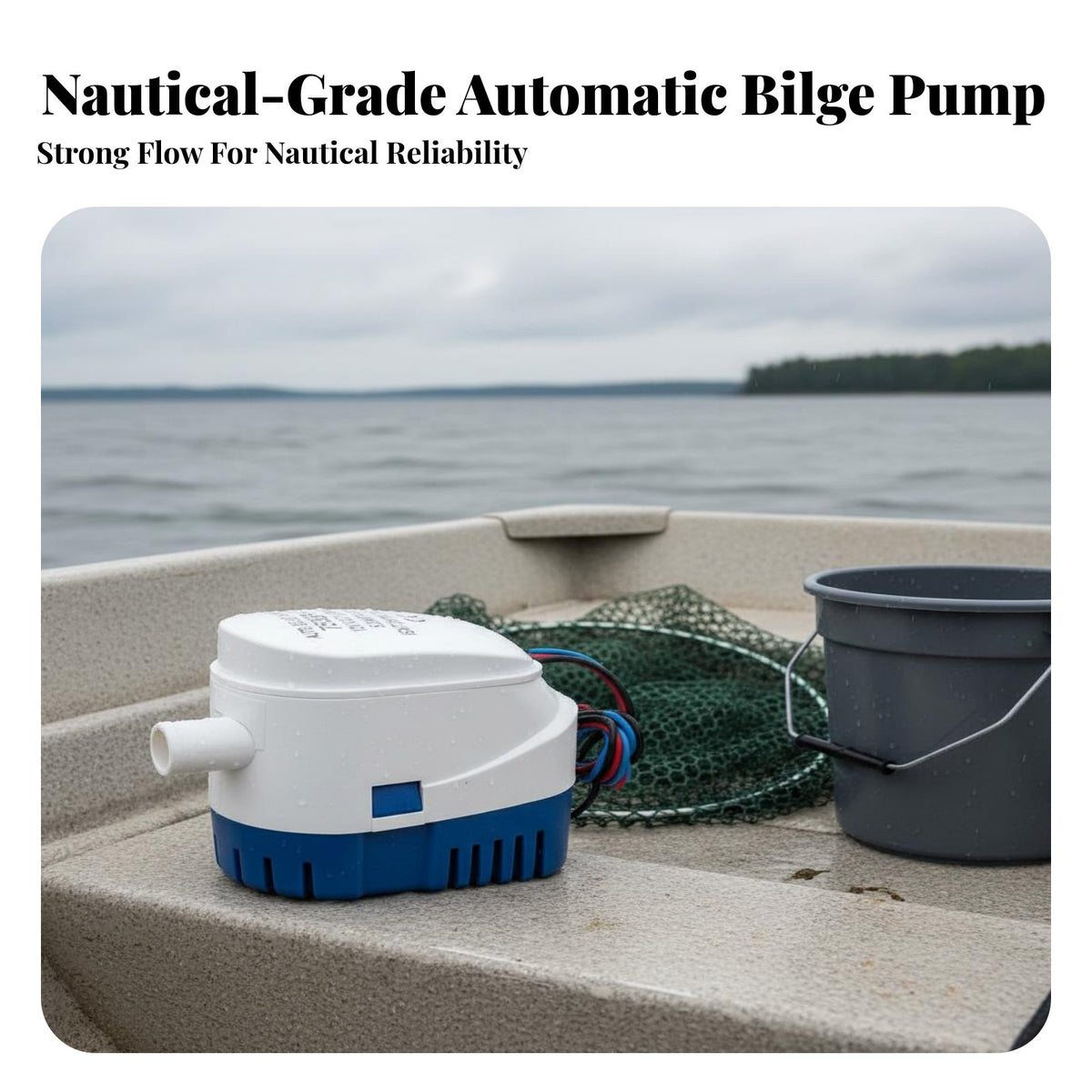 1100GPH Submersible Water Pump 1100 GPH Capacity Rate Electric Bilge Pump Built-in Float Switch for Yacht Owners, Fishermen, Yachts, Pools, Ponds