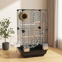 Bird Cage for Small Birds, 2-Tier Transparent Cockatiel Home with Accessories, Rectangular Ornamental Indoor Setup, Acrylic and Steel Framework