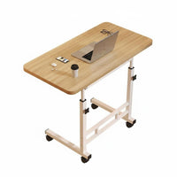 Mobile with Wheels Rolling C-Shaped Table Space-Saving Adjustable C-Shaped Side Desk Spacious Desktop Bedroom Furniture Rounded Corners for Apartment Dwellers, Telecommuting Workers, Students, Small Areas, Living Room, Home Office